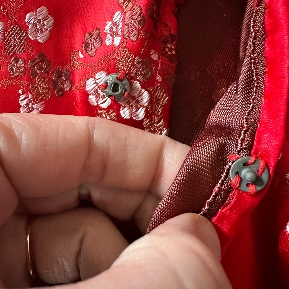 Traditional Mandarin top CATHAYA silk sz 32/sm red vintage beautiful condition - Picture 7 of 10